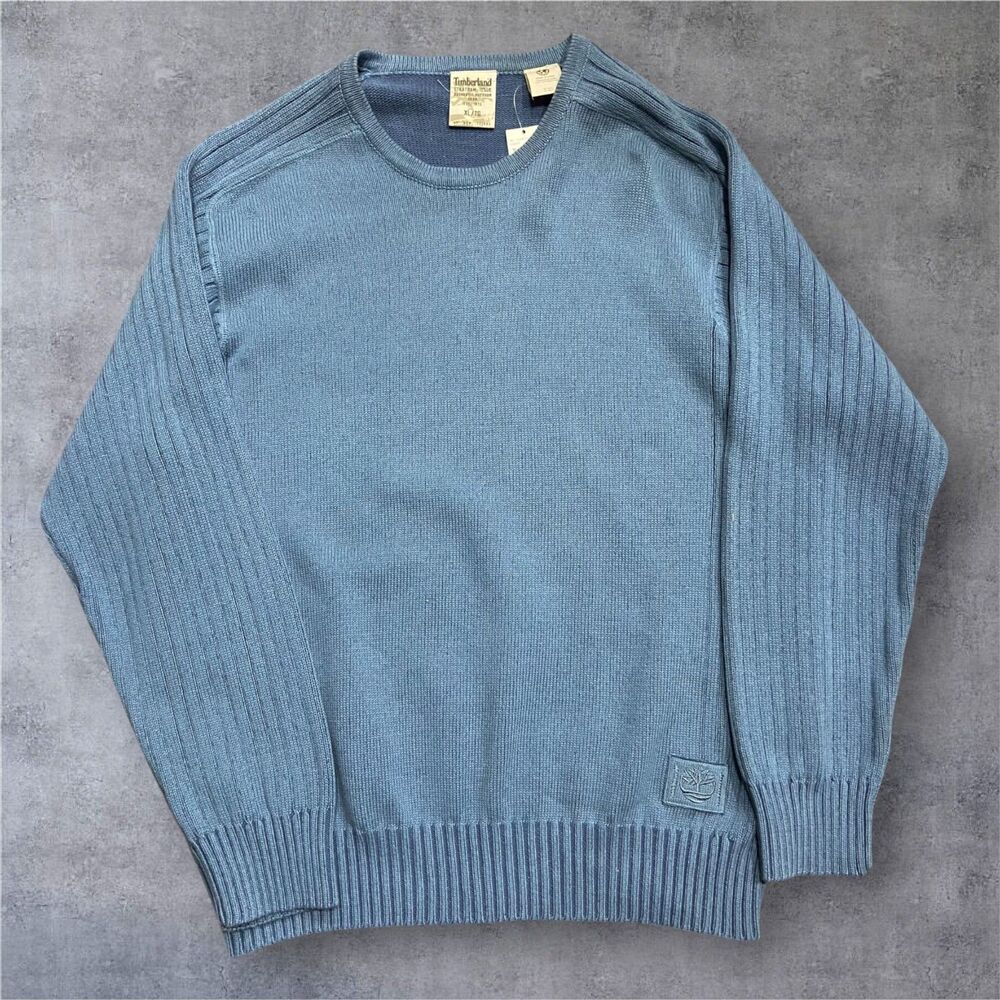 Timberland Classic Fit Crewneck Ocean Blue Sweater Cotton Men's Size XL NWT